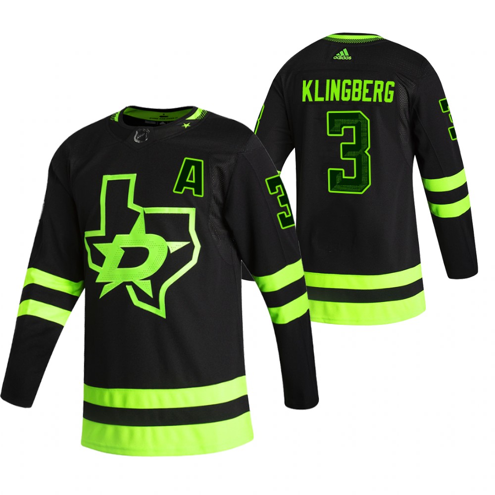 2021 Adidias Dallas Stars #3 John Klingberg Black Men Reverse Retro Alternate NHL Jersey